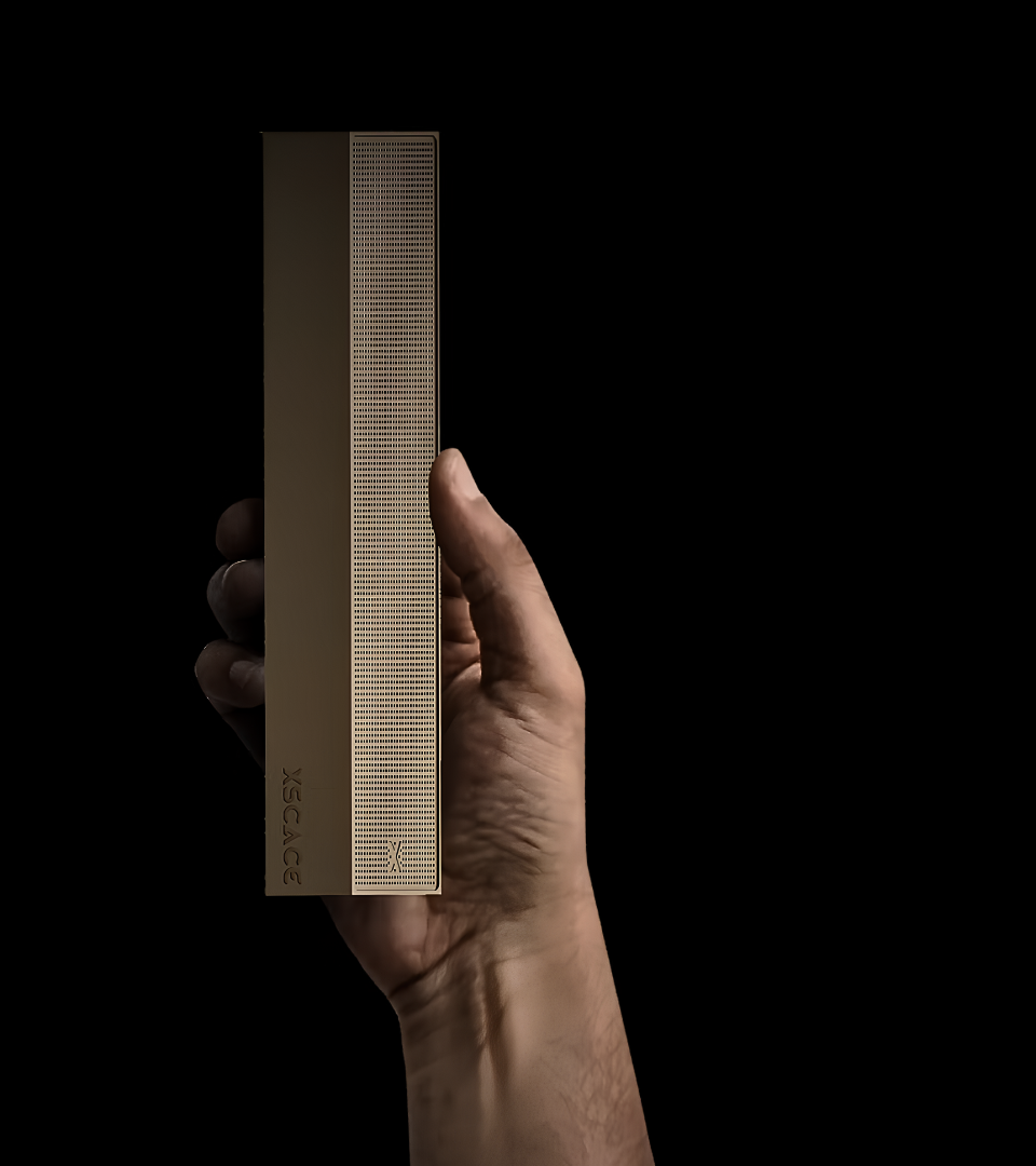 Cane speaker held in hand